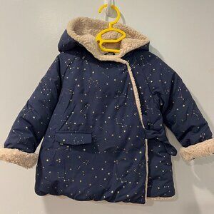 Zara Constellation Sherpa Lined Coat Jacket 2/3Y